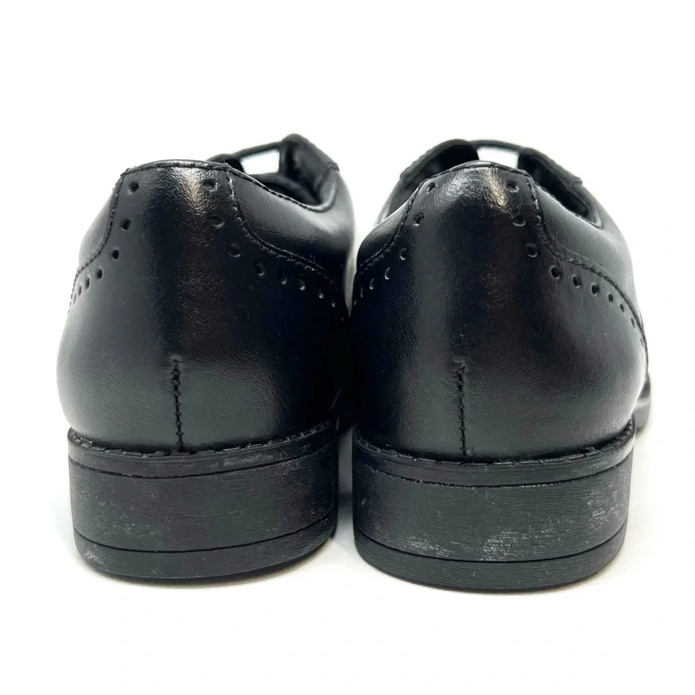 Clarks Shoes Wingtip Sami Fizz Junior Girls Black Leather Dress Size 1.5 New